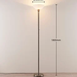 Gulvlamper|Gulvlamper ^ Lindby gulvlampe Ignacia, nikkelfarvet, glas, 180 cm, E27