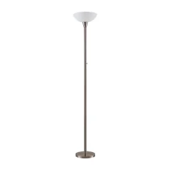 Gulvlamper|Gulvlamper ^ Lindby gulvlampe Ignacia, nikkelfarvet, glas, 180 cm, E27