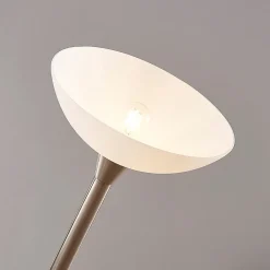 Gulvlamper|Gulvlamper ^ Lindby gulvlampe Ignacia, nikkelfarvet, glas, 180 cm, E27
