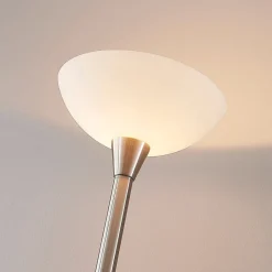 Gulvlamper|Gulvlamper ^ Lindby gulvlampe Ignacia, nikkelfarvet, glas, 180 cm, E27