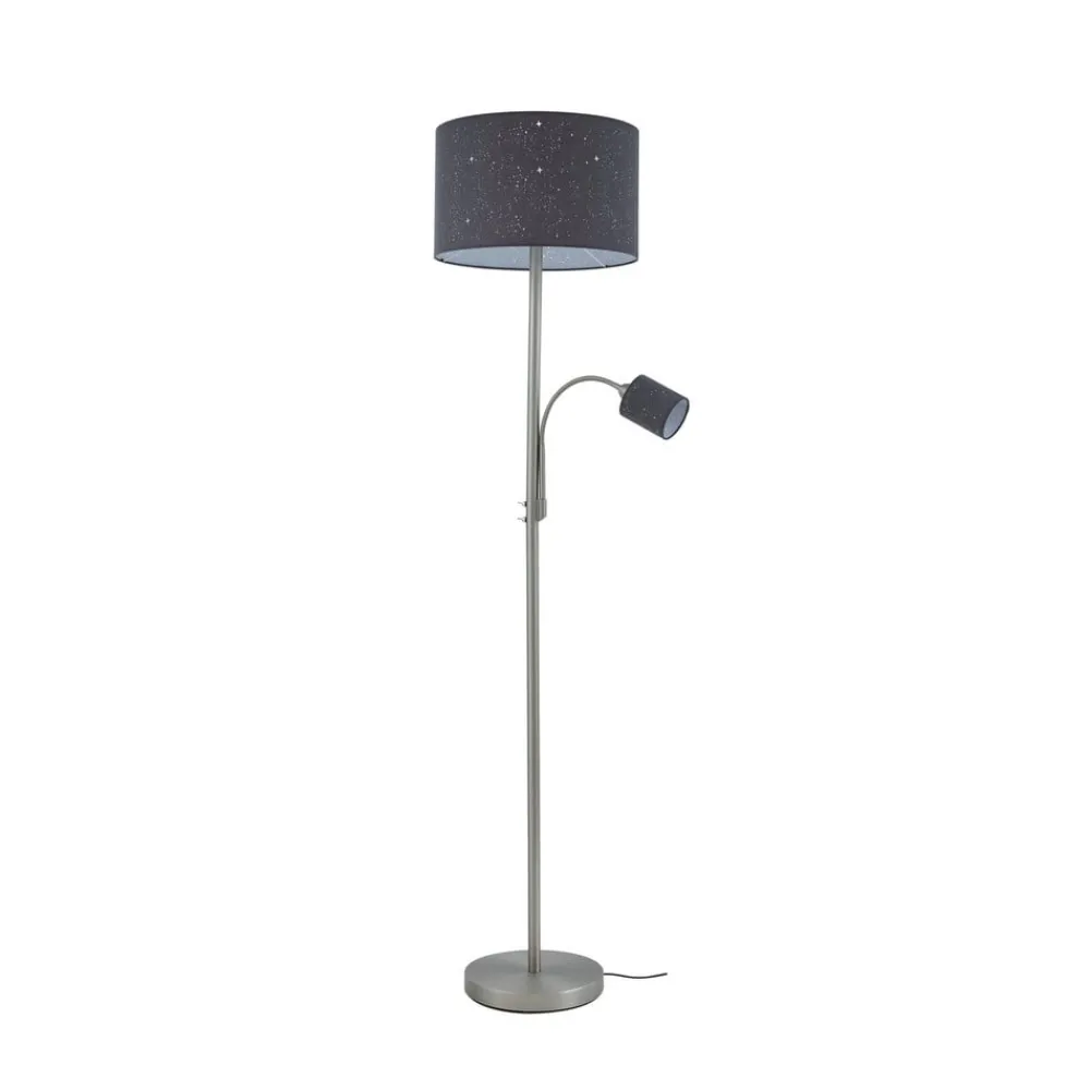 Lindby Gang|Gulvlamper > gulvlampe Jaileen, grå, tekstil, 170 cm, læselampe