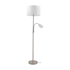 Gang|Gulvlamper ^ Lindby gulvlampe Jaileen, hvid, tekstil, 170 cm, læselampe