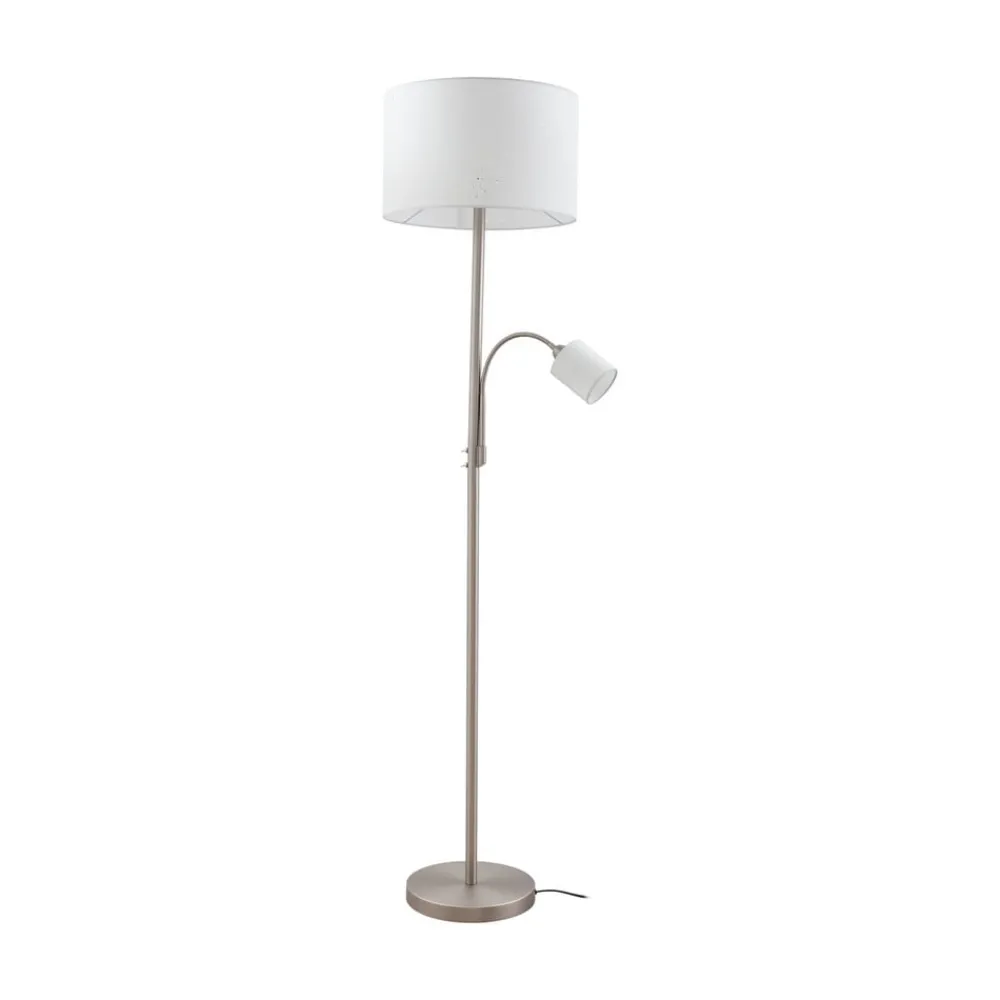Gang|Gulvlamper ^ Lindby gulvlampe Jaileen, hvid, tekstil, 170 cm, læselampe
