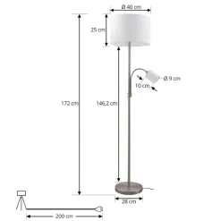 Gang|Gulvlamper ^ Lindby gulvlampe Jaileen, hvid, tekstil, 170 cm, læselampe