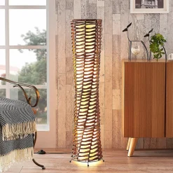 Lindby Gang|Gulvlamper > gulvlampe Joas, 110 cm, papir, tekstil, brun