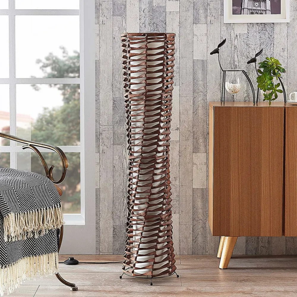 Lindby Gang|Gulvlamper > gulvlampe Joas, 110 cm, papir, tekstil, brun