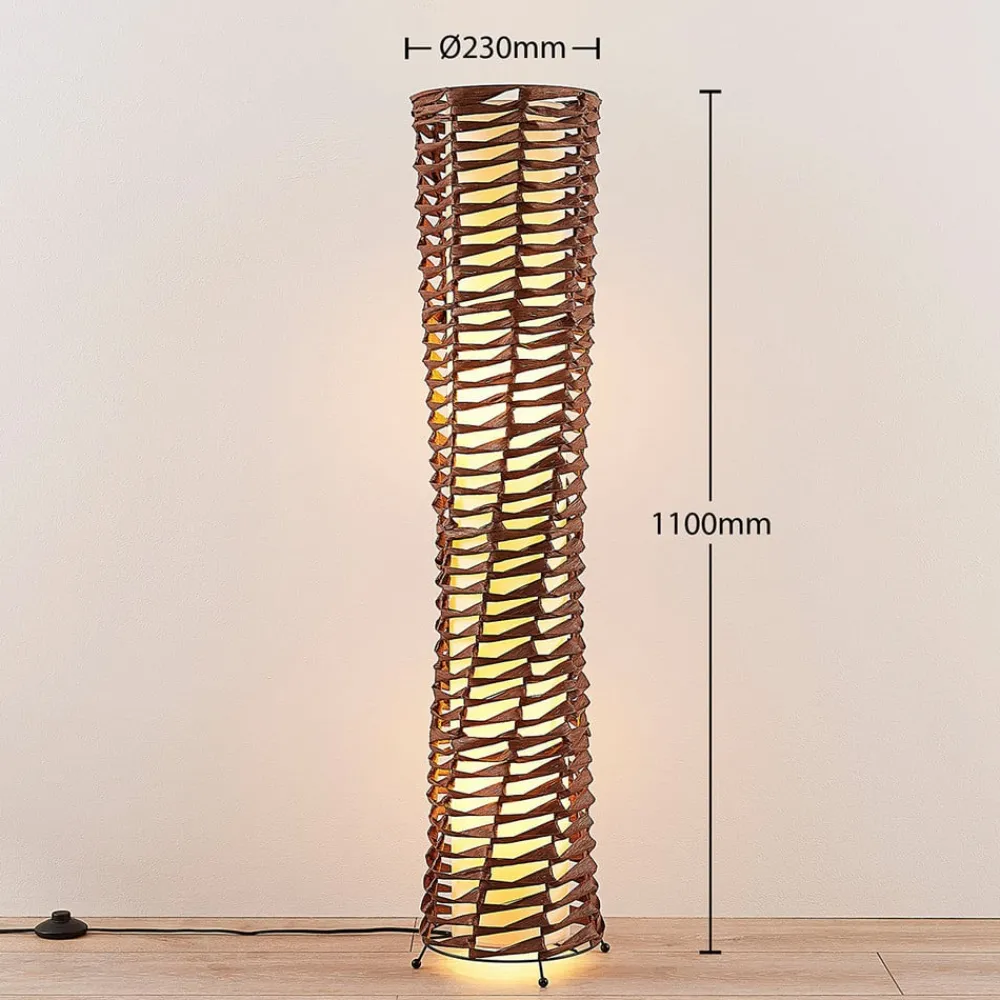Lindby Gang|Gulvlamper > gulvlampe Joas, 110 cm, papir, tekstil, brun