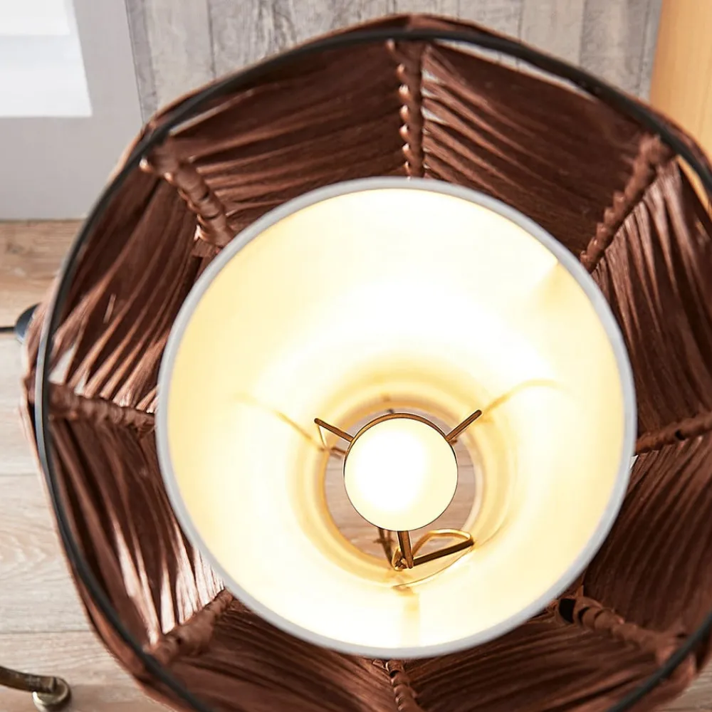 Lindby Gang|Gulvlamper > gulvlampe Joas, 110 cm, papir, tekstil, brun