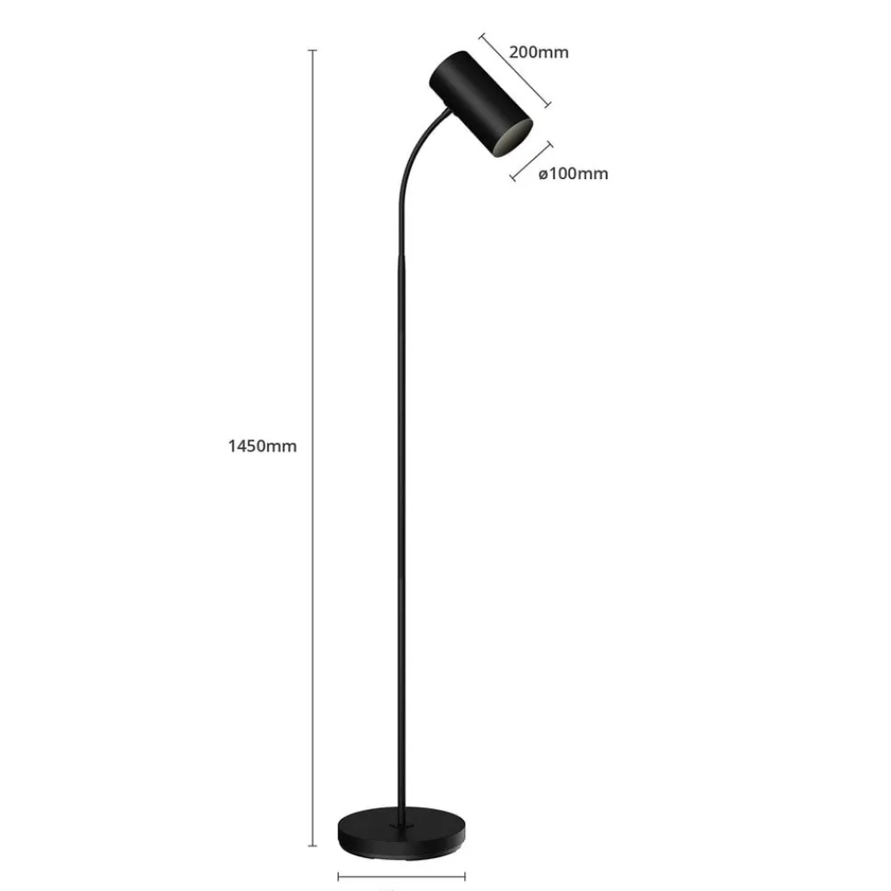 Gulvlamper|Gulvlamper ^ Lindby gulvlampe Karoli, sort, 156 cm, metal, fleksibel arm