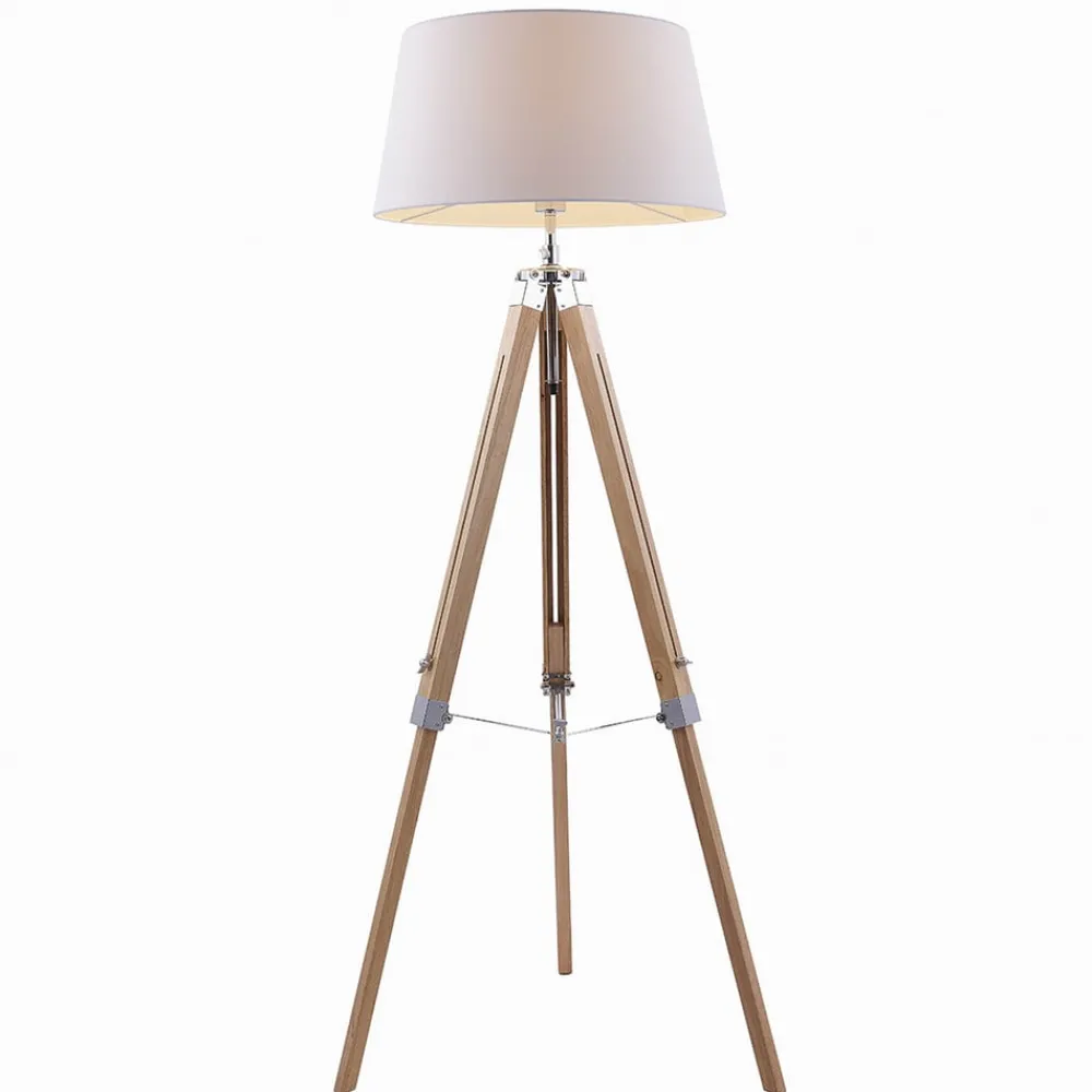 Lindby Gang|Gulvlamper > gulvlampe Katie, 162 cm, hvid, tekstil, træ, stativ