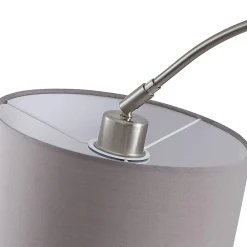 Gang|Pendellamper ^ Lindby gulvlampe Keriba, nikkel/taupe, stof, 150 cm, E27