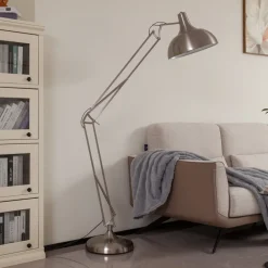 Arbejdsrum/Kontor|Gulvlamper ^ Lindby gulvlampe Leia, sølv, metal, 180 cm, drejelig, E27