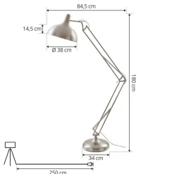 Arbejdsrum/Kontor|Gulvlamper ^ Lindby gulvlampe Leia, sølv, metal, 180 cm, drejelig, E27