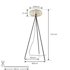 Gulvlamper ^ Lindby gulvlampe Lielle, naturlig bambus, Ø 40 cm