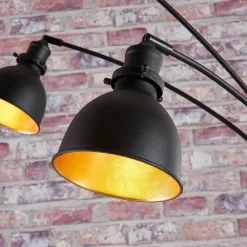 Gulvlamper|Gulvlamper ^ Lindby gulvlampe Lira, 5 lyskilder, højde 205 cm, sort, guld