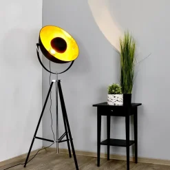 Gulvlamper|Gulvlamper ^ Lindby gulvlampe Mineva. sort/guld, metal, højde 180 cm
