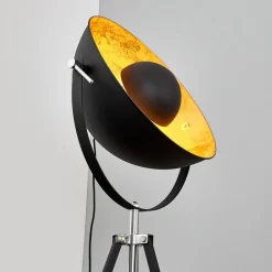 Gulvlamper|Gulvlamper ^ Lindby gulvlampe Mineva. sort/guld, metal, højde 180 cm