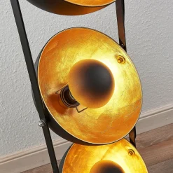 Lindby Gulvlamper|Gulvlamper > gulvlampe Muriel, 3 lyskilder, sort/guld, metal