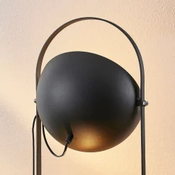 Lindby Gulvlamper|Gulvlamper > gulvlampe Muriel, 3 lyskilder, sort/guld, metal