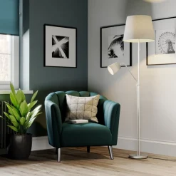 Lindby Gang|Pendellamper > gulvlampe Nantwin, 175 cm, grå, nikkel, tekstil