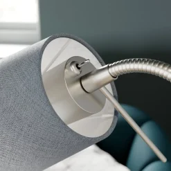 Lindby Gang|Pendellamper > gulvlampe Nantwin, 175 cm, grå, nikkel, tekstil