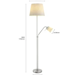 Lindby Gang|Pendellamper > gulvlampe Nantwin, 175 cm, grå, nikkel, tekstil