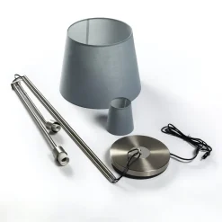Lindby Gang|Pendellamper > gulvlampe Nantwin, 175 cm, grå, nikkel, tekstil