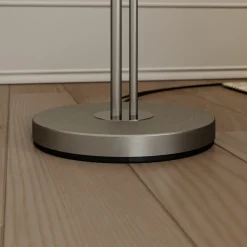 Gang|Gulvlamper ^ Lindby gulvlampe Nantwin, 175 cm, hvid, nikkel, tekstil