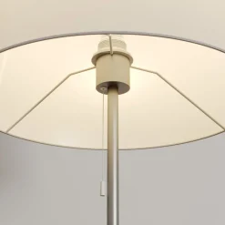 Gang|Gulvlamper ^ Lindby gulvlampe Nantwin, 175 cm, hvid, nikkel, tekstil
