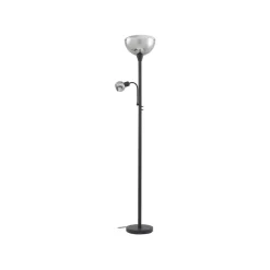 Lindby Gulvlamper > gulvlampe Nehemia, sort, glas, læselampe, 185 cm