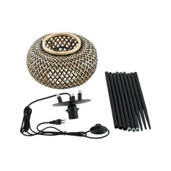 Lindby Gulvlamper > gulvlampe Nerys, sort, bambus, Ø 31,5 cm, stativ