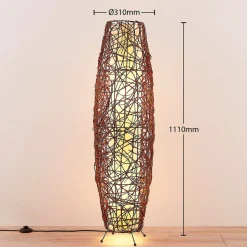 Lindby Gulvlamper|Gulvlamper > gulvlampe Nias, højde 111 cm, rattan, tekstil