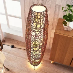 Lindby Gulvlamper|Gulvlamper > gulvlampe Nias, højde 111 cm, rattan, tekstil