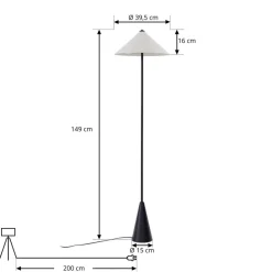Gang|Gulvlamper ^ Lindby gulvlampe Norvik, højde 150 cm, sort/grå, metal