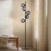 Pendellamper|Gulvlamper ^ Lindby gulvlampe Orbelia, sort, 5 lyskilder, glas