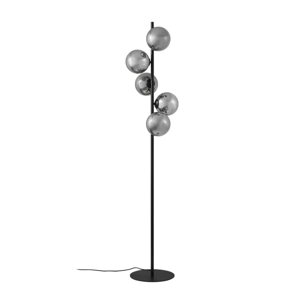 Pendellamper|Gulvlamper ^ Lindby gulvlampe Orbelia, sort, 5 lyskilder, glas