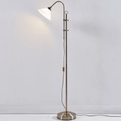 Lindby Gang|Gulvlamper > gulvlampe Otis, antik messing, glas, 170 cm, E27