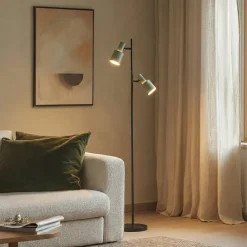 Lindby Arbejdsrum/Kontor|Gulvlamper > gulvlampe Ovelia, grøn/sort, metal, E27