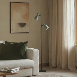 Lindby Arbejdsrum/Kontor|Gulvlamper > gulvlampe Ovelia, grøn/sort, metal, E27