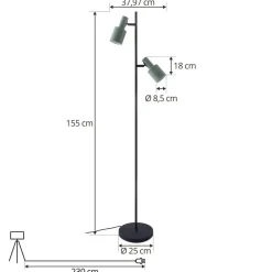 Lindby Arbejdsrum/Kontor|Gulvlamper > gulvlampe Ovelia, grøn/sort, metal, E27
