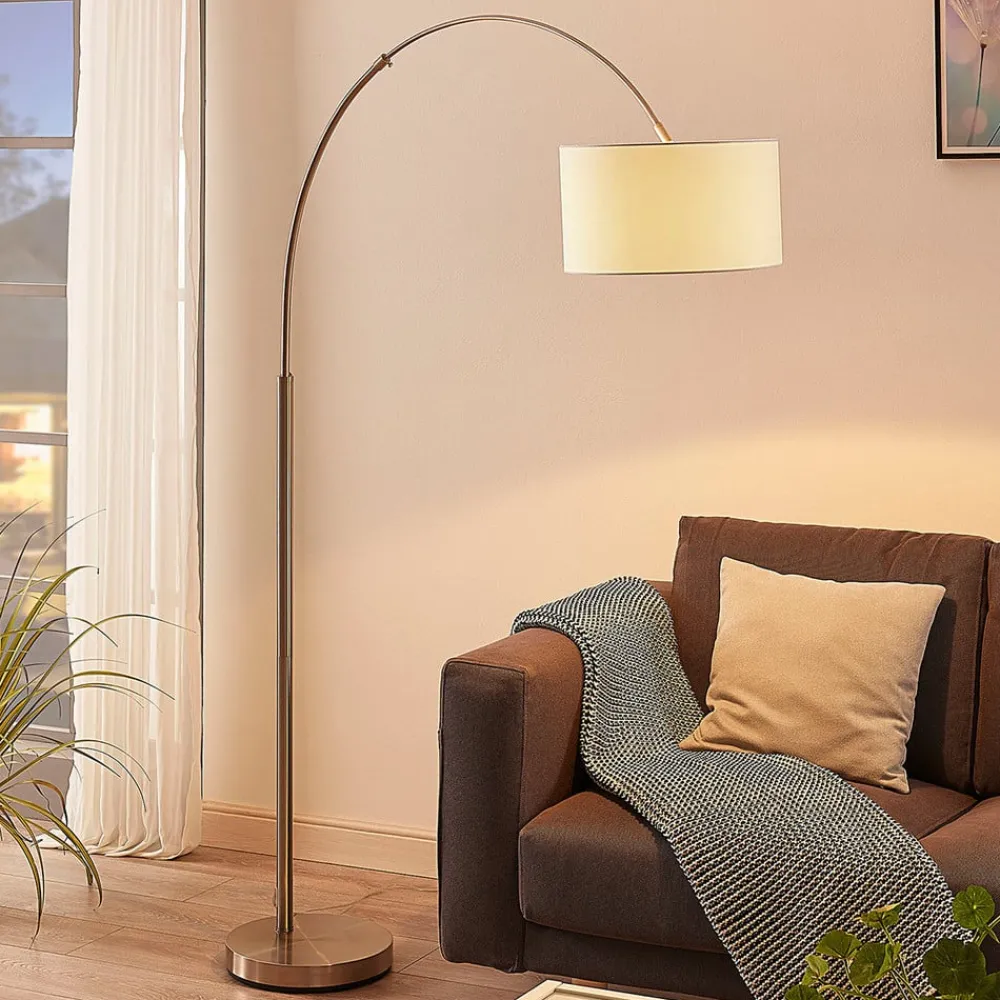 Lindby Pendellamper|Gulvlamper > gulvlampe Railyn, hvid, stof, 200 cm, E27