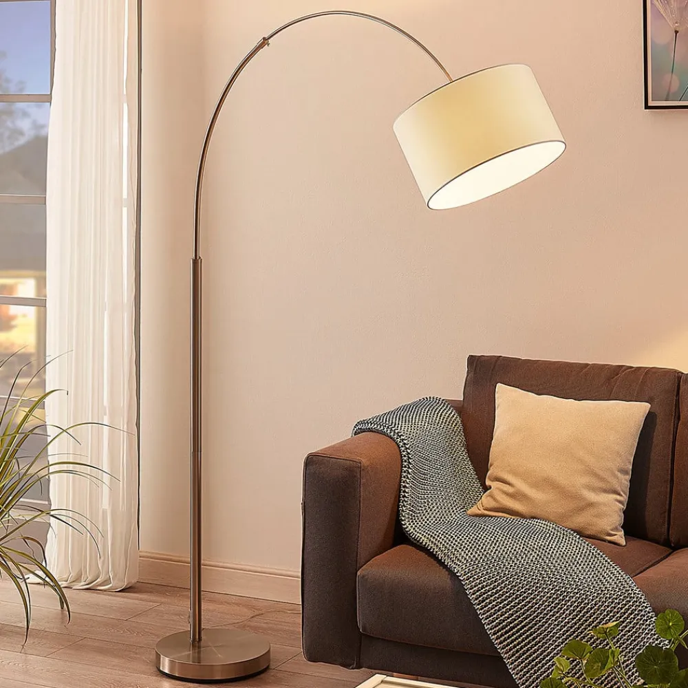 Lindby Pendellamper|Gulvlamper > gulvlampe Railyn, hvid, stof, 200 cm, E27