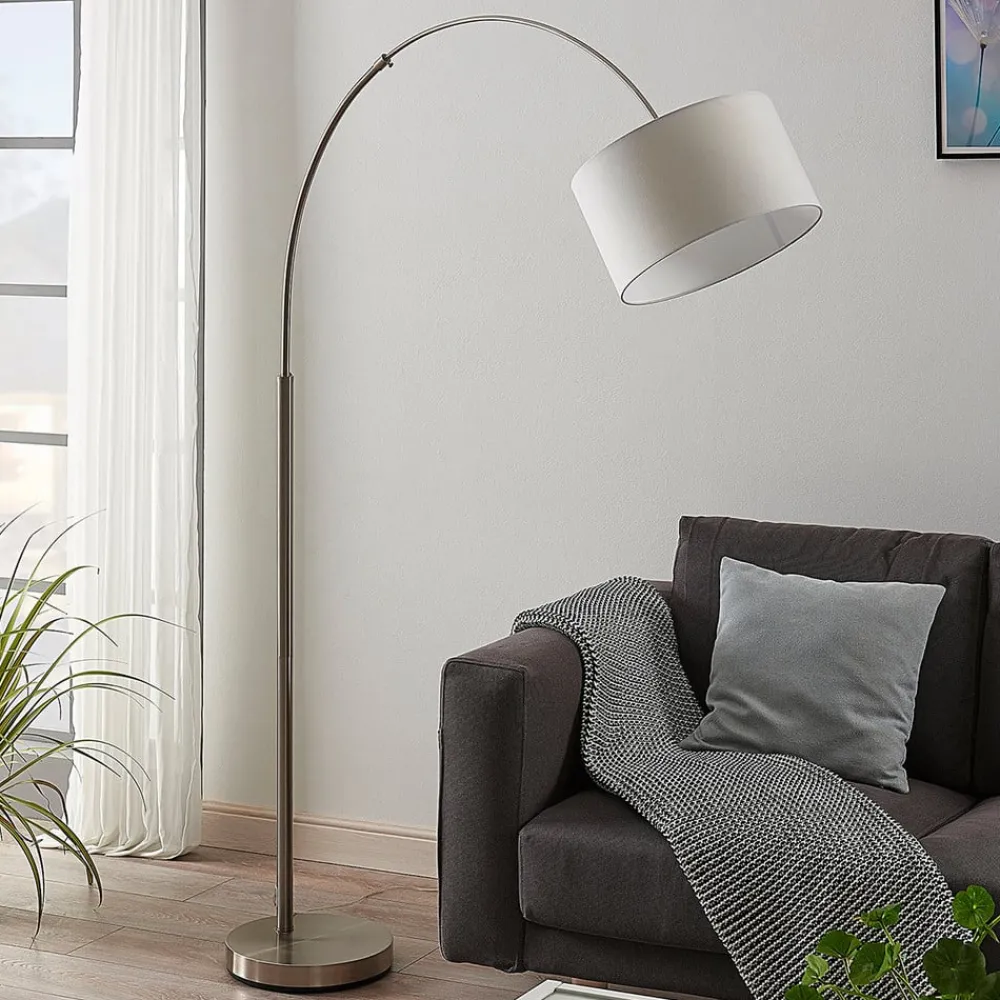 Lindby Pendellamper|Gulvlamper > gulvlampe Railyn, hvid, stof, 200 cm, E27