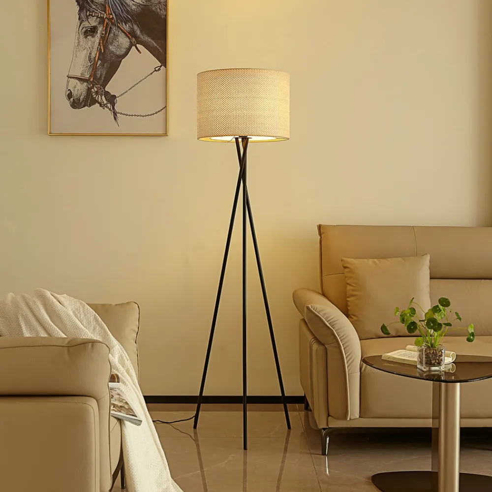 Gulvlamper|Gulvlamper ^ Lindby gulvlampe Soula, Ø 40 cm, beige, plast, E27