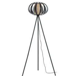 Lindby Gulvlamper|Gulvlamper > gulvlampe Tamira, sort, rattan, 143 cm høj, E27