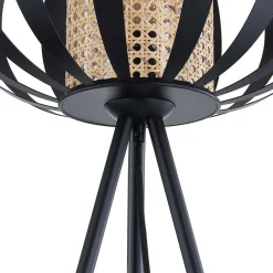 Lindby Gulvlamper|Gulvlamper > gulvlampe Tamira, sort, rattan, 143 cm høj, E27