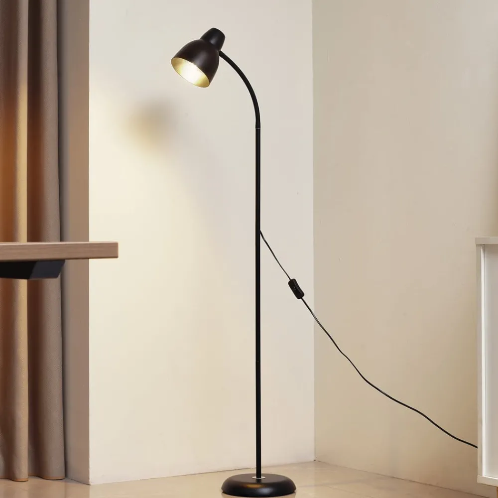 Gang|Gulvlamper ^ Lindby gulvlampe Tebbi, sort, metal, højde 150 cm