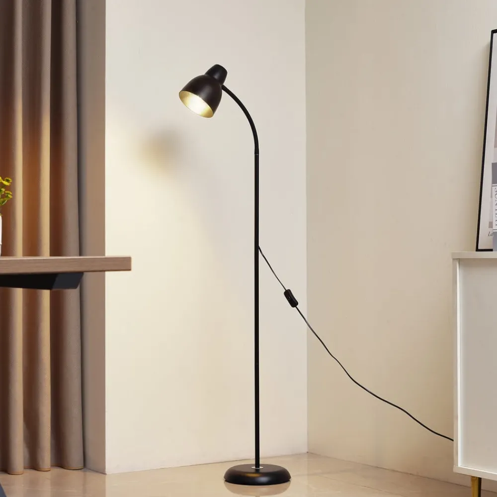 Gang|Gulvlamper ^ Lindby gulvlampe Tebbi, sort, metal, højde 150 cm