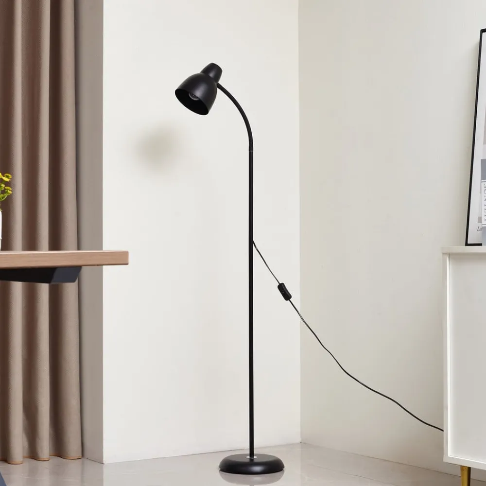 Gang|Gulvlamper ^ Lindby gulvlampe Tebbi, sort, metal, højde 150 cm
