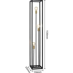 Lindby Pendellamper|Gulvlamper > gulvlampe Tiliane, sort, metal, 3 lyskilder, 153 cm